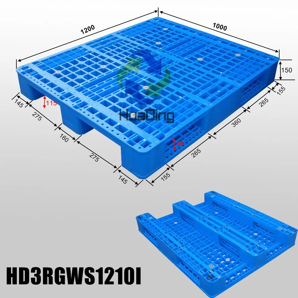 HUADING High Quality Steel Reinforced Racking High Density 4-Way Plastic Pallet Single Faced Industrial Pallet