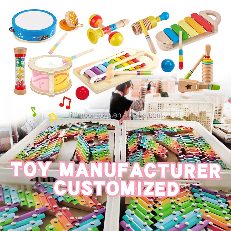 Littleroom 5 in 1Kid Montessori Wooden Rainbow activity center wooden musical workbench toy for baby Xylophone Music Toy