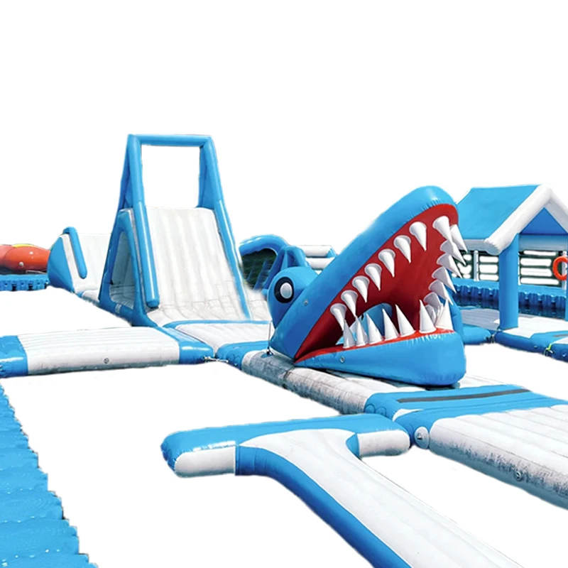 Sea Sport Games shark Inflatable Aqua Water Park Theme Park Equipment Island Floating Water Park For Sale