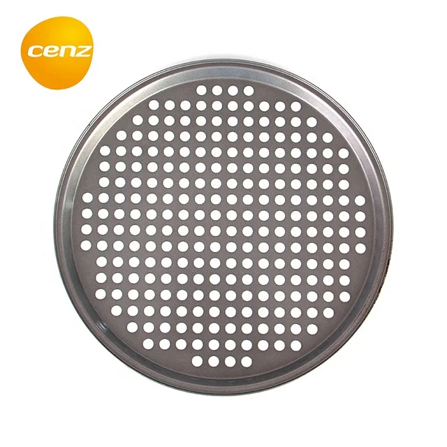 Nonstick Pizza Vented Pan Carbon Steel Crispy Plate Pizza Screen Tray Peel Pan with Holes Pizza Stone Board Wholesale Baking Pan