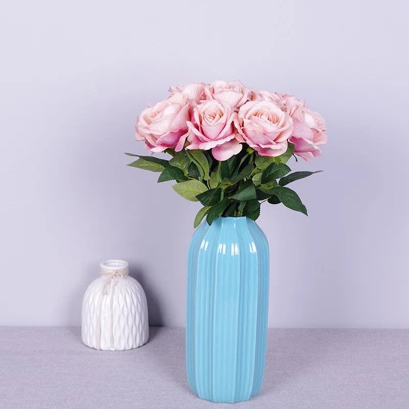 Hot Sales 19.6 Inches  Realistic Silk Rose Floral Real Touch Artificial Rose Flowers Wholesales