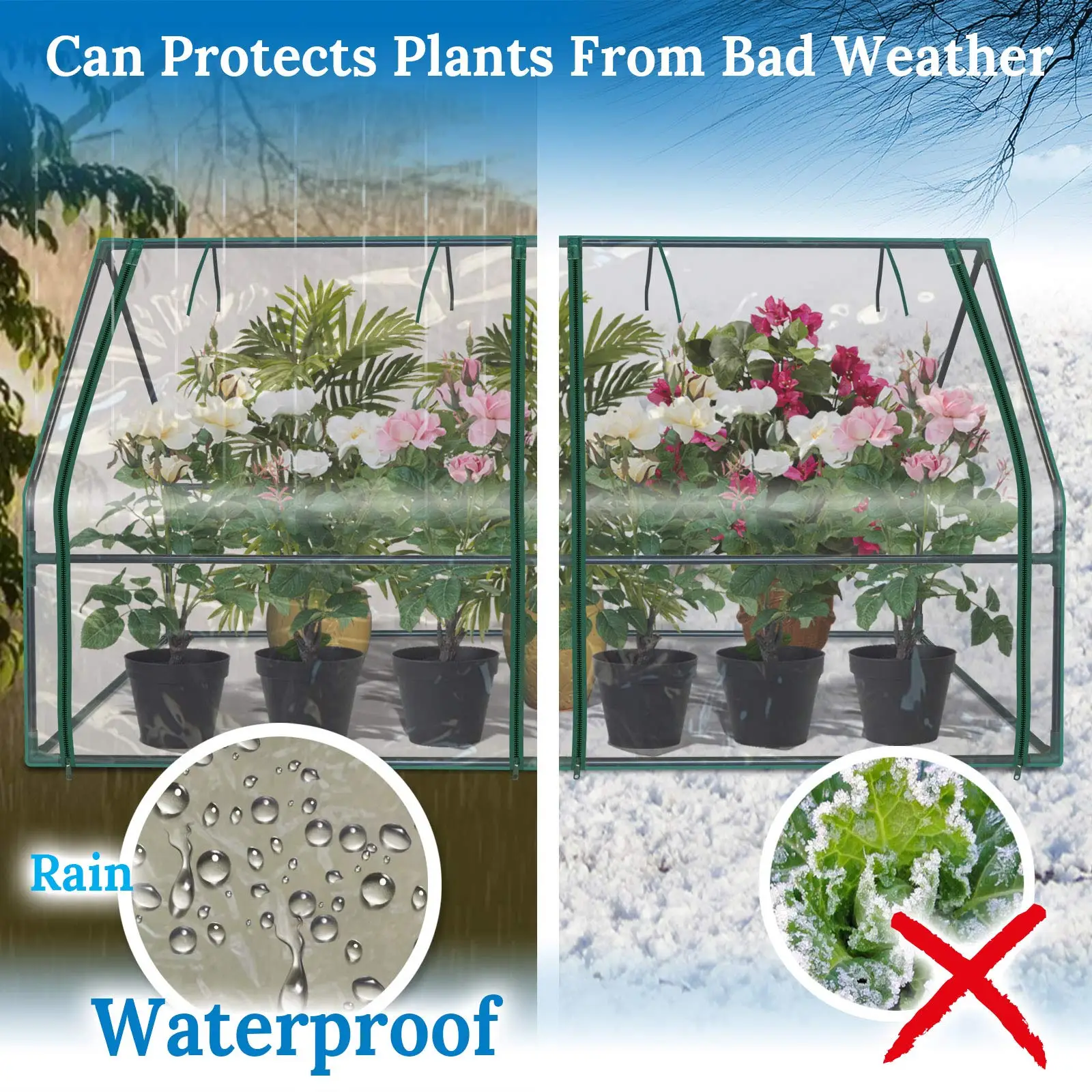 Portable  Mini Walk-in Green House with Window and Anchor, Plant Garden green house