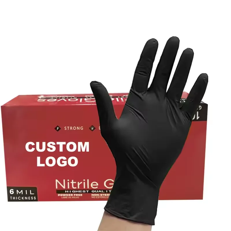 Thick style 6 mil finger texture mechanical Heavy duty industry tattoo custom logo latex free powder free nitrile gloves