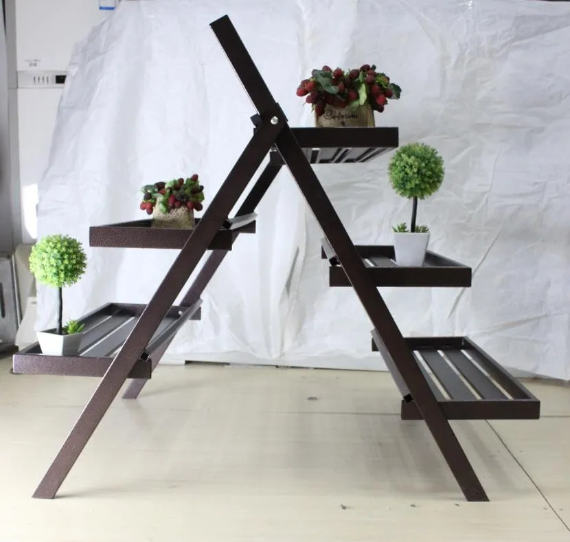 folding metal flower standing pot holder with multilayers