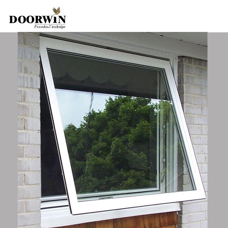 Doorwin aluminum alloy frame top hung casement triple glazed balcony window chain winder aluminium awning windows