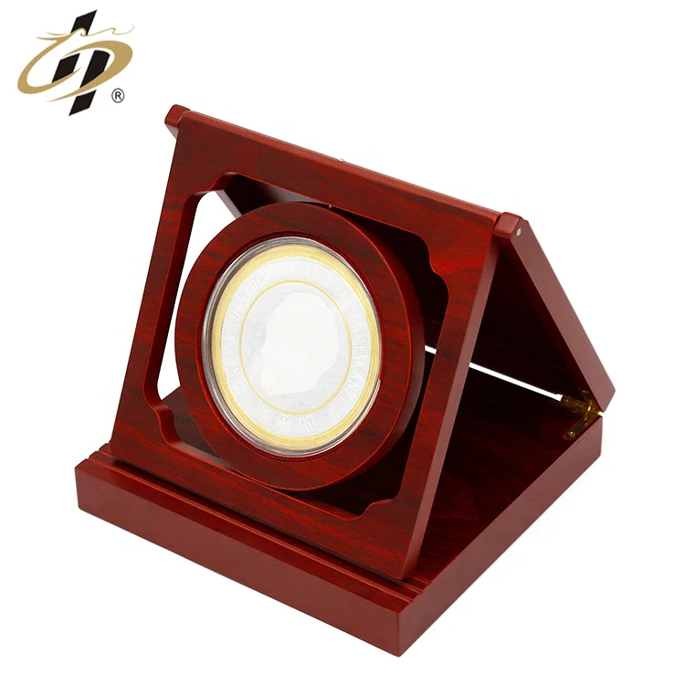 Shuanghua Factory Made Gold Silver Metal Souvenir Coin Custom Engraved Commemorative Coins With Wooden Box