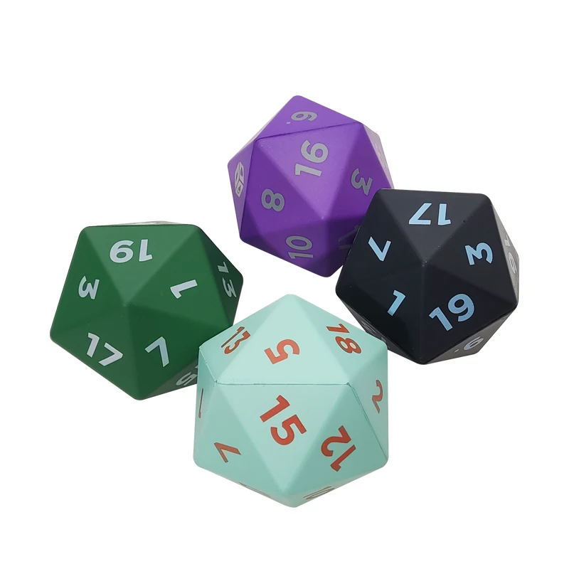 Manufacture Custom 20 Sided Anti Stress Board Game Dice D20 PU Foam Dice