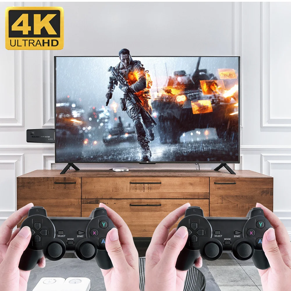  Дропшиппинг портативная игровая приставка 4K TV HD с 2 беспроводными геймпадами контроллер 10000 классическими играми Ретро консоль