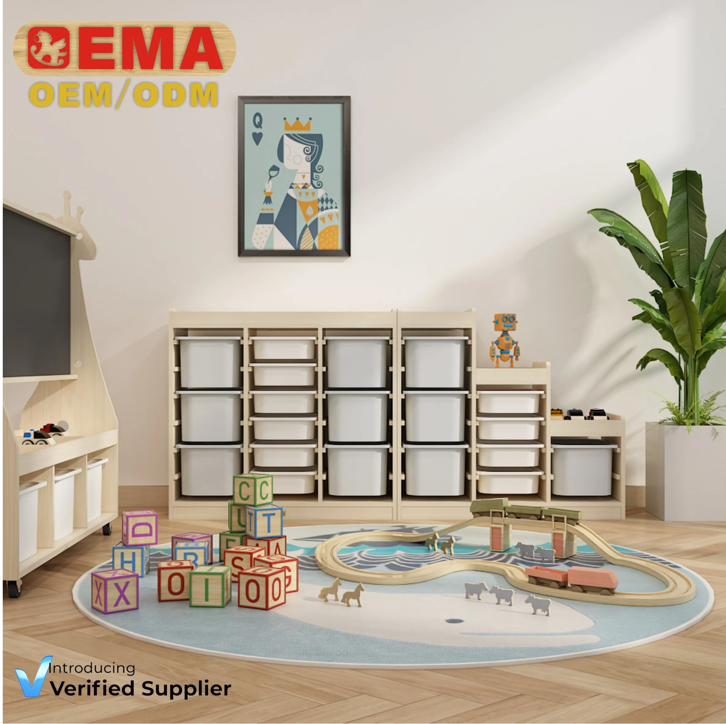 2025 Ema Montessori деревянный шкаф для хранения детских игрушек мебель детского сада полка органайзер дошкольных шкафов