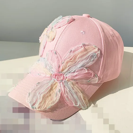 new women fashion chic cotton dad hat golf tennis sports baseball hat Sun Protection trucker hat with 3d flowers