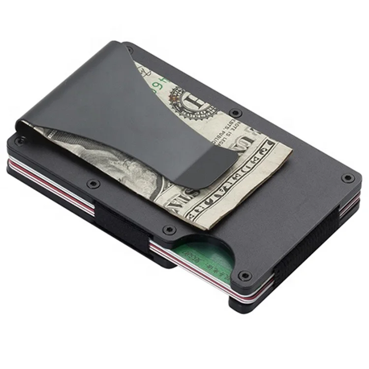RFID Carbon Fiber Mens Wallet with Money Clip, Minimalist Credit Card Holder, slim aluminum wallet for Men