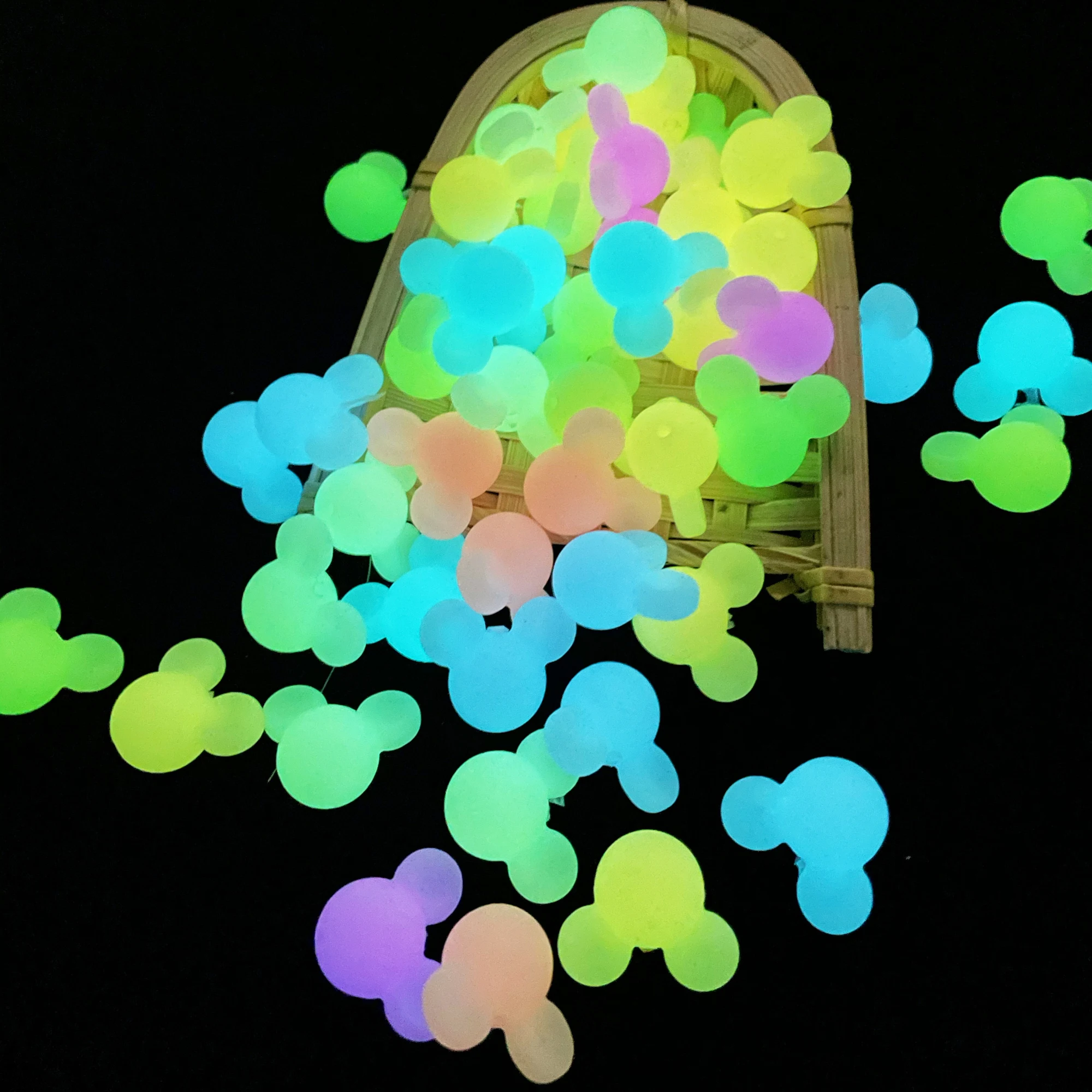 New Arrival Silicon Bracelet Necklace Earrings Jewelry Making Mickey Luminous Silicone Beads Grow In The Dark Growing