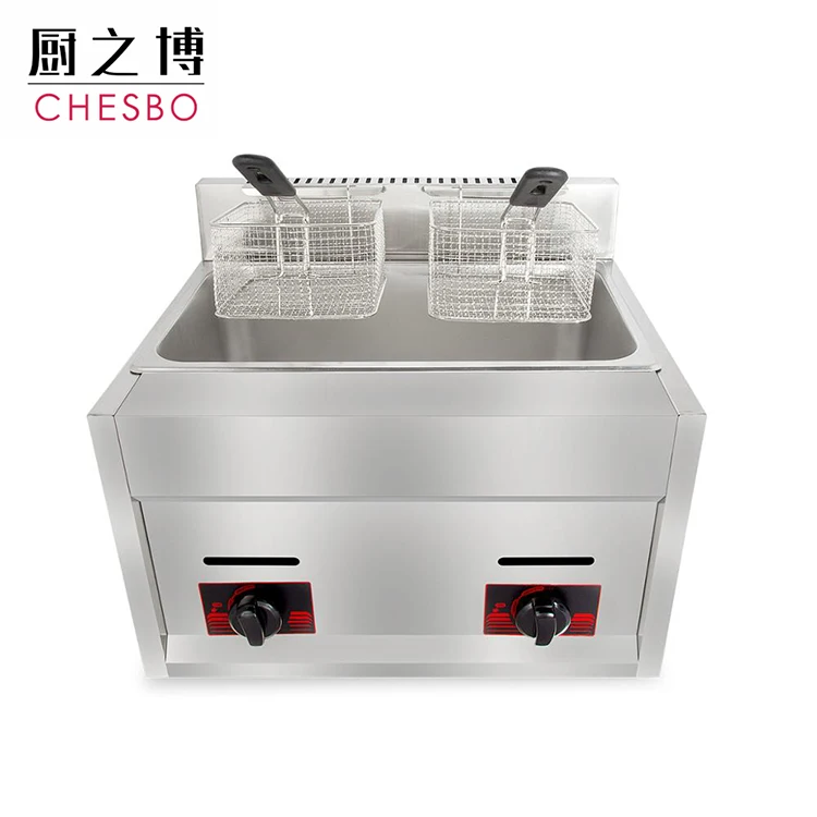 Restaurant KFC Fast Food Equipment Commercial 6L+6L Double Cylinder Deep Fryer Gas French Fries Machine Chicken Fryer