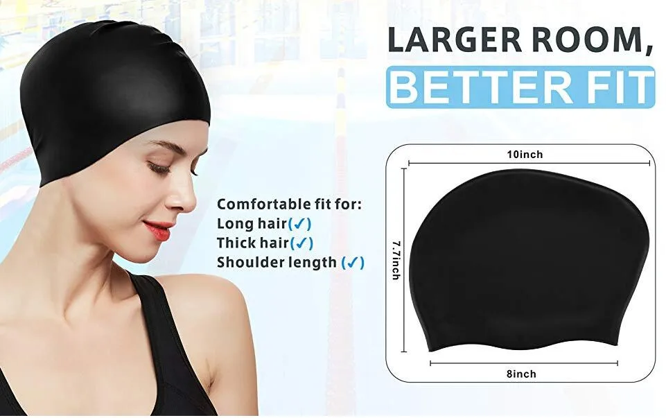 Silicone long hair swim caps are flexible enough fit for all sizes including lady,men,woman long hair caps latex swimming hats