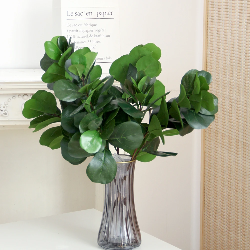 Transworld New Arrival Artificial Plants Greenery Cheap Plastic Plants Artificial Long banya leaves spray w/3 branches