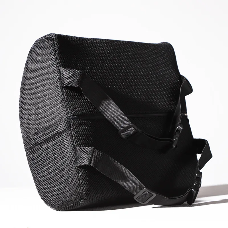 3D Mesh Cover Comfort Lumbar Support Pillow for Office Desk Chair - Custom Memory Foam Back Cushion with Two Adjustable Straps