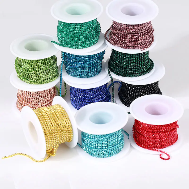 Оптовая продажа высококачественные цепочки со стразами 2 мм нейлоновые плетеные для одежды аксессуары