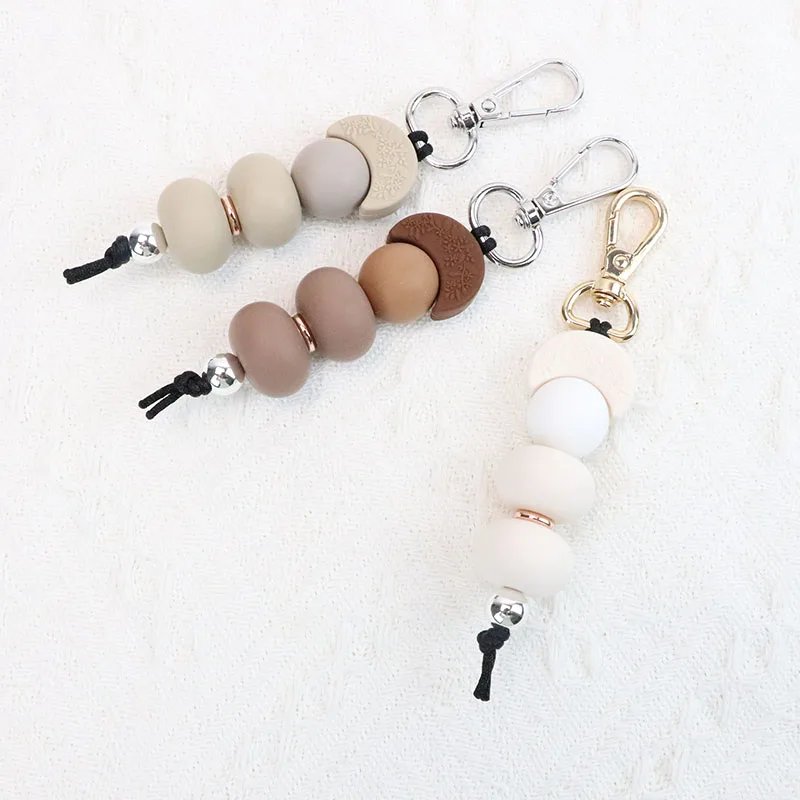Moon Shape Silicone Abacus Beads Silicone Round Beads Pendant Keychain