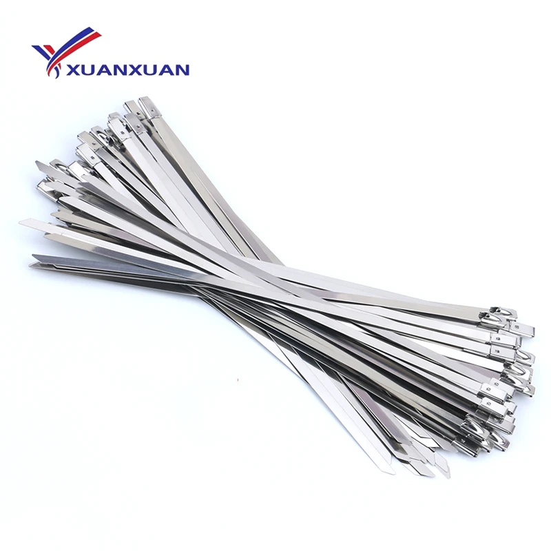 100pcs 304 Stainless Steel Cable Ties Wrap Coated Self Locking Metal Zip Ties