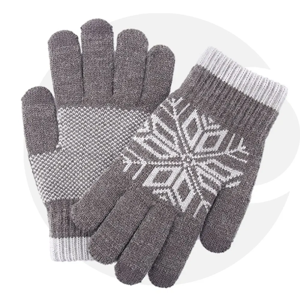 Зимние перчатки для сенсорных экранов для мужчин и женщин, теплые эластичные вязаные шерстяные варежки, шерстяные перчатки с пальцами