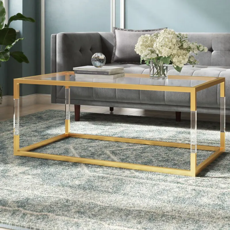 
Yaqi 2021 factory price Modern design high quality Acrylic Clear Transparent Lucite Acrylic coffee table for livingroom 