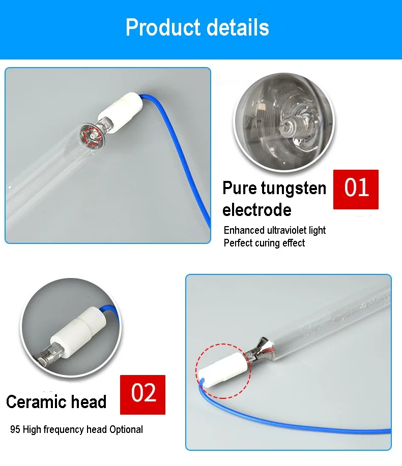 Mercury light 1KW-8KW shadowless printing glue irradiates   UV ink curing lamp tube 3KW