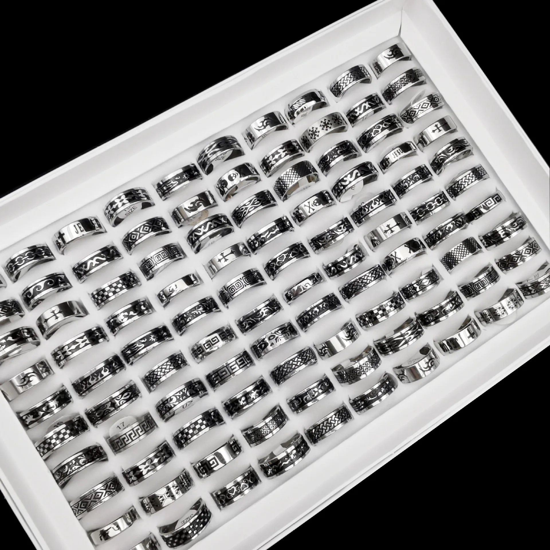 2023 Wholesale Cheap Mixed Finger Black Rings Wedding Engagement Fashion Jewelry Bulk Lot Men Stainless Steel Ring