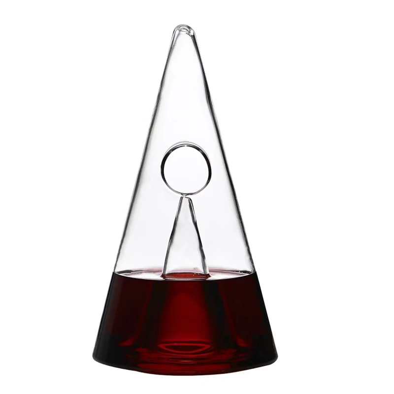 750ml Pyramid Shape Handmade Lead Free Wine Decanter Red Wine Decanter