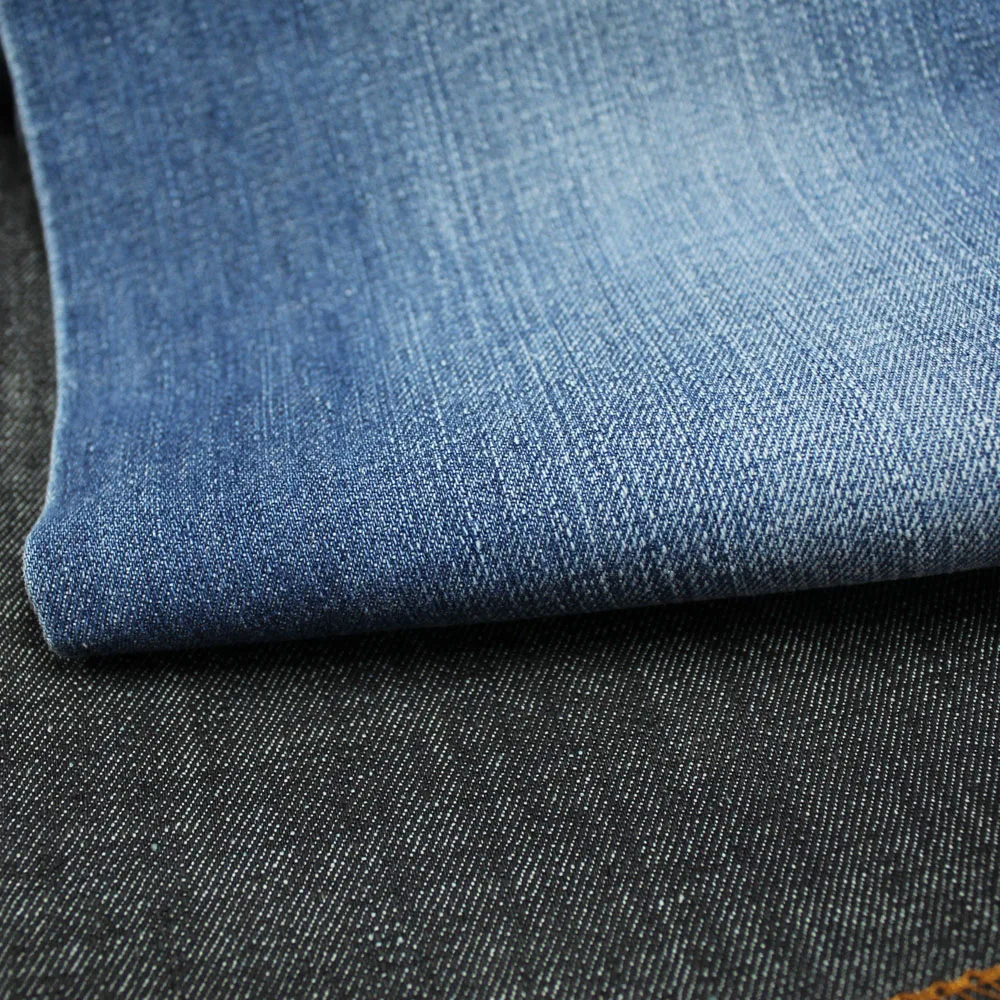 Fashion 600d polyester weft denim fabric with no slub regular cvc denim