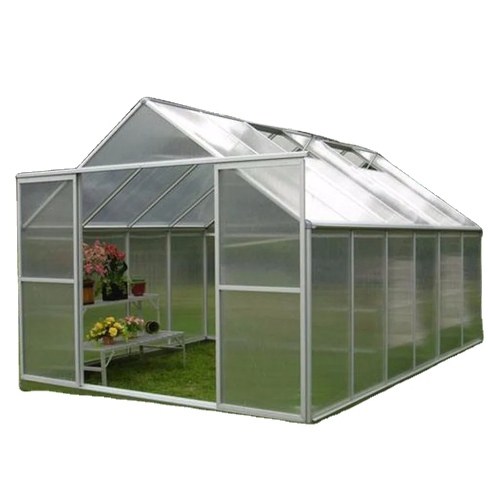 E64 Width1886mm*Length1276mm*Height2100mm 4 mm polycarbonate sheet 1.2 aluminum frame commercial polycarbonate greenhouses