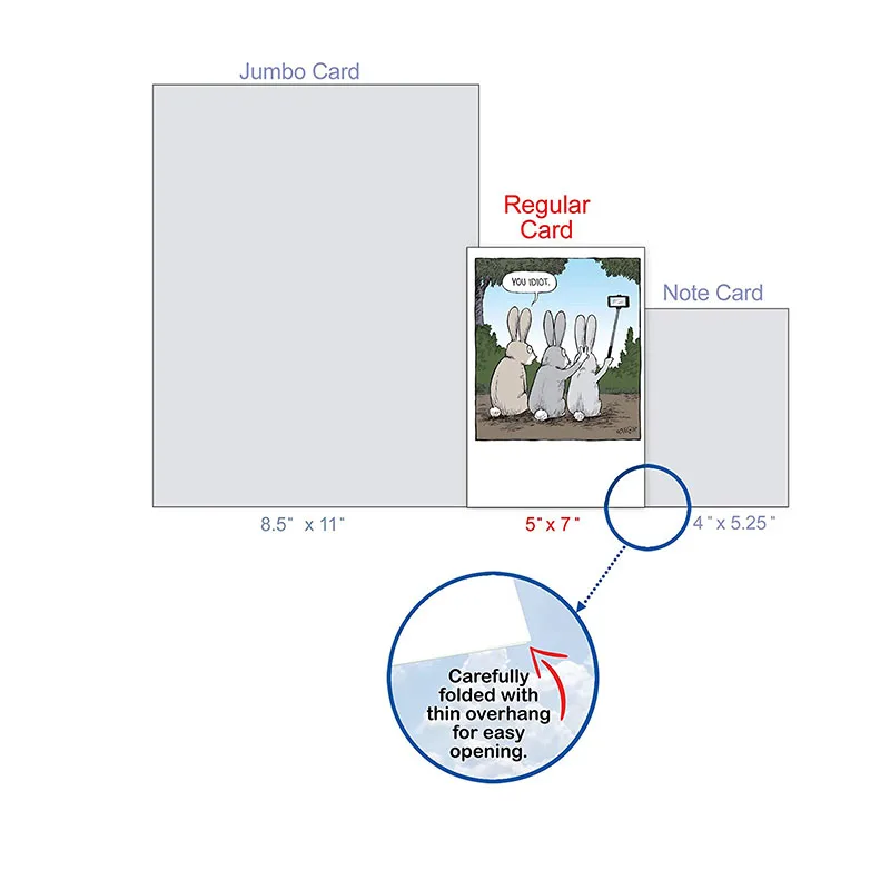 
Funny Happy Birthday Greeting Card with Envelope Rabbit Cartoon Celebration and Congrats Note Card Humorous Animal 