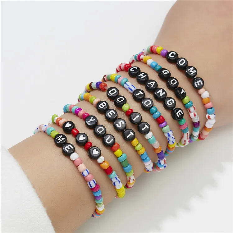 Alphabet Name DIY Custom Letter Seed Beads Bracelets Bead Letter Bracelet
