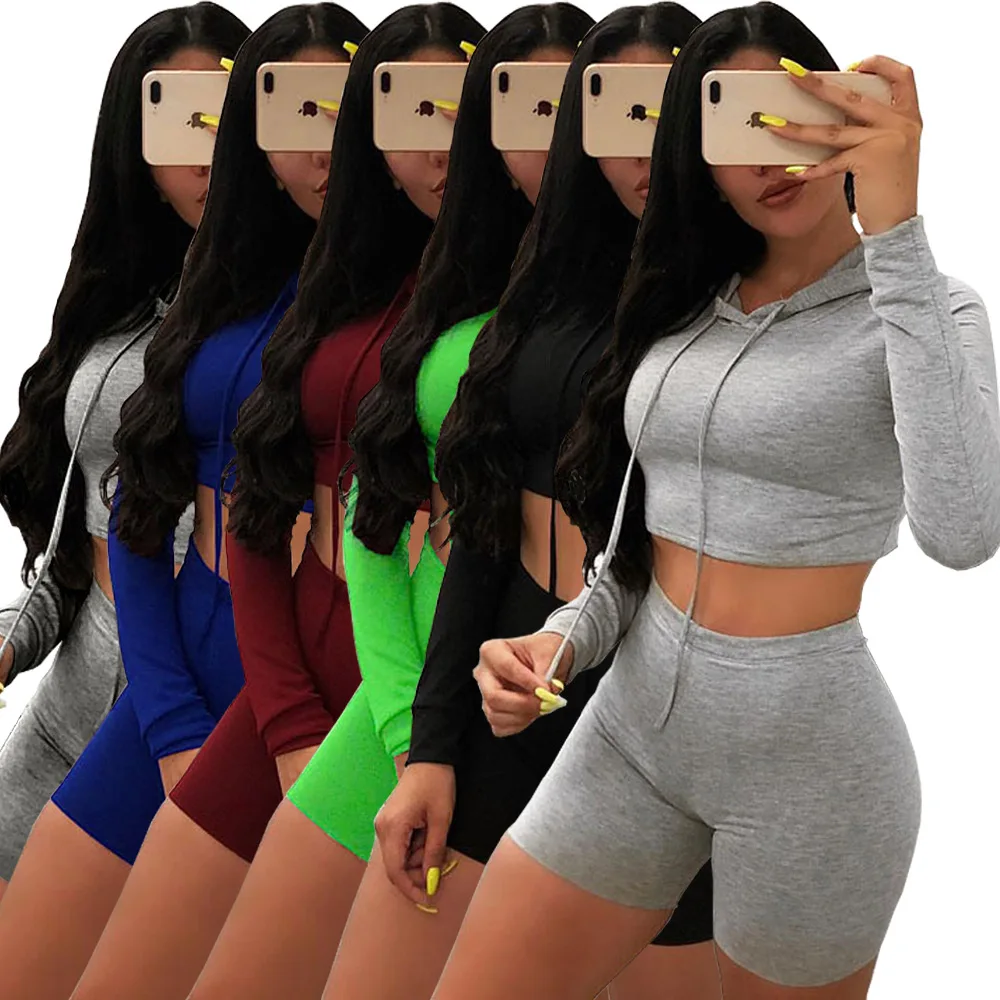 
Wefans wholesale price High Quality candy color Cotton Long Sleeve Crop Top Women Hoodie For Gym sport women suit gym 