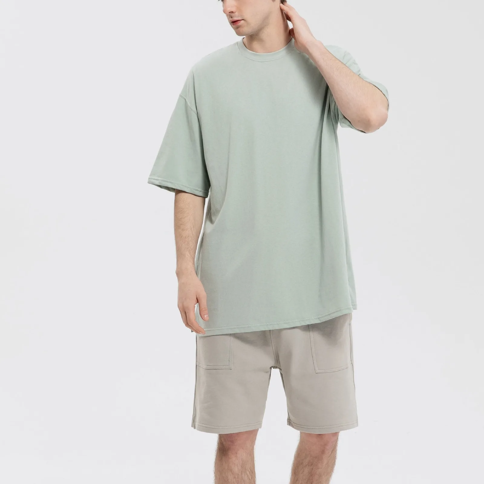 Wholesale Custom 180gsm Pure Cotton American Size Cotton Short Sleeve Blank Round Neck Split Hem T-shirt