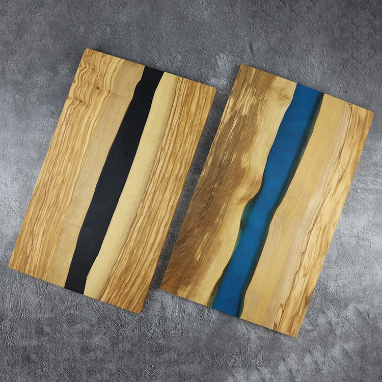 New Design Art Decor Olive Wood and Epoxy Resin Cutting Serving Board for Cheese Coffee Vegetables Fruits