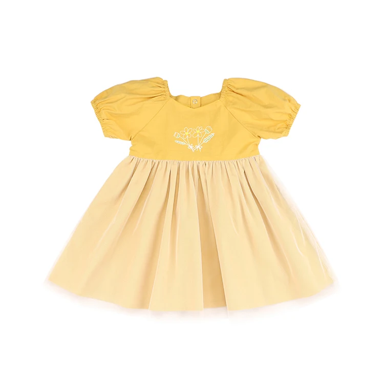 French Style Short Sleeve Summer Cotton Baby Kids Children Princess Dresses For Girls