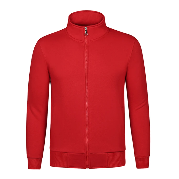 Manufacturer 100% Cotton Stand Collar Zip Up Hoodie Sweatshirt With Long Sleeve Hoodies