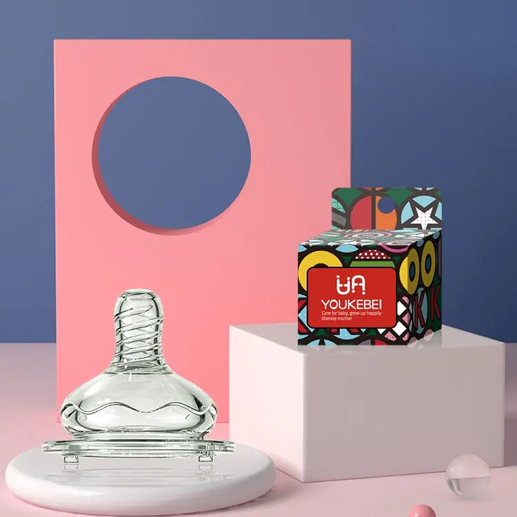 Hot sell Food Grade Baby Nipple Wide Neck Transparent Soft Feeding Silicone Newborn liquid Silica Gel  Milk Bottle Nipples 50mm