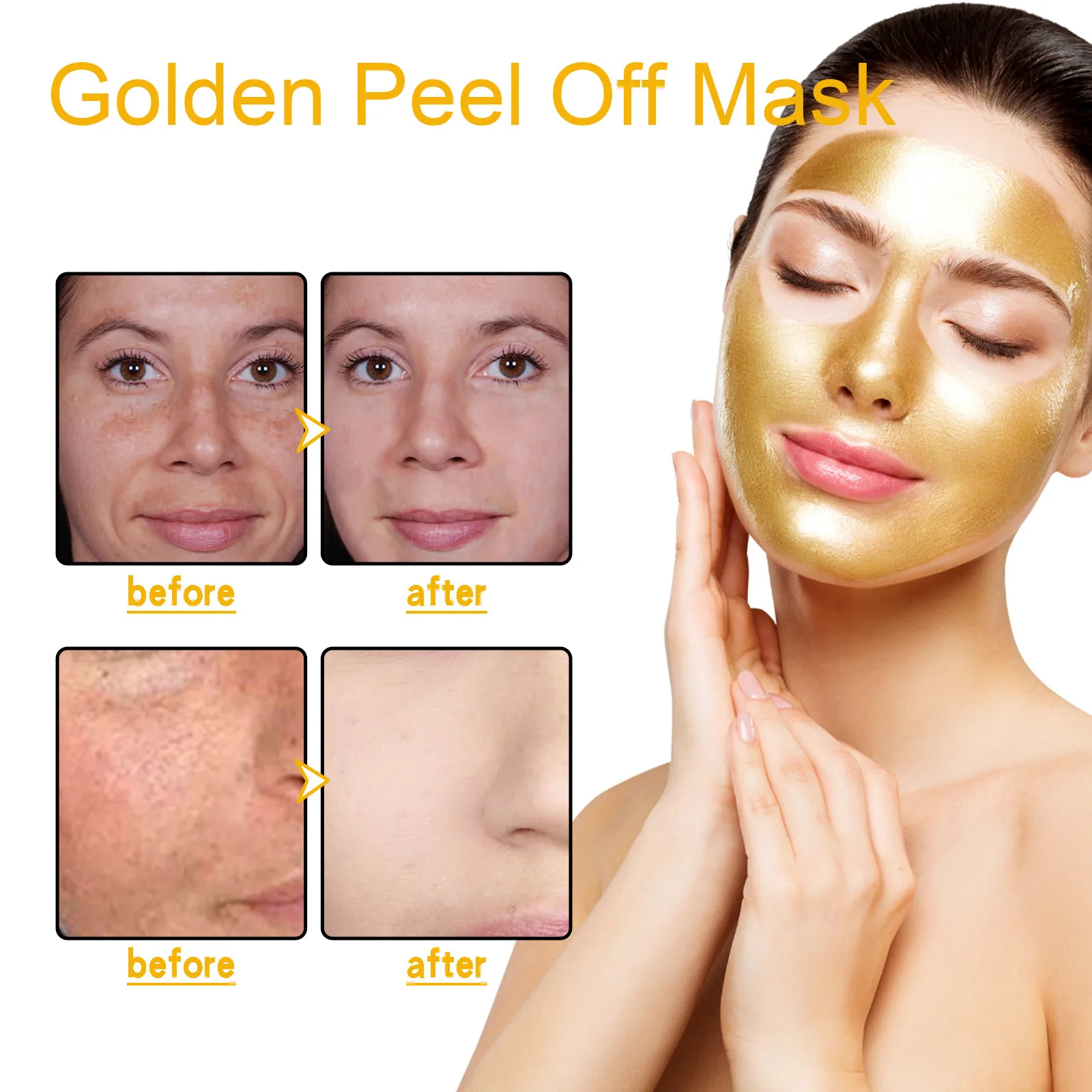 Custom Logo 24K Face Masks Exfoliator Cleansing Pore Oil-control Moisturizing Anti-aging Remove Blackhead Face Peel Off Mask