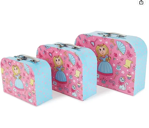 Customized 2mm Thick Rainbow Cardboard Suitcase Box Printed Paper Bags for Baby Clothes Kids Toys for Shoe Packing