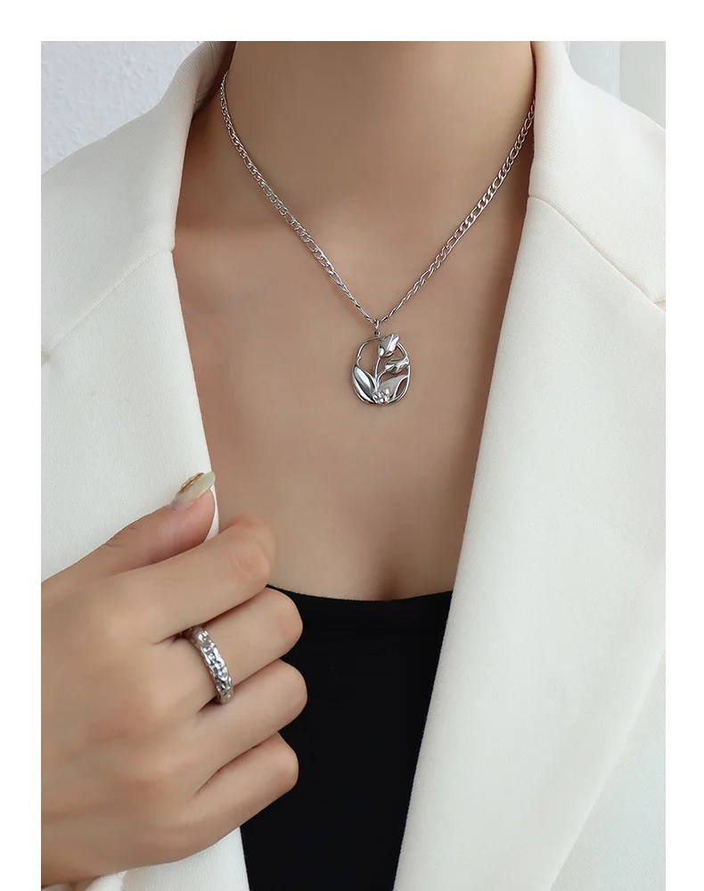 Модное минималистичное женское ожерелье из нержавеющей стали с антикоррозийным Pvd покрытием и цветком 18-каратного золота в стиле Ins