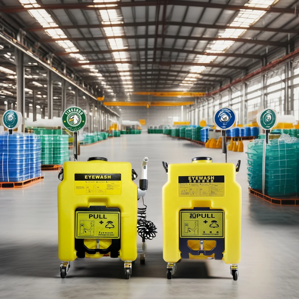 14-Gallon Yellow ABS Mobile Storage Bucket with Wheels Canvas Upper for Emergency Eye Wash Station