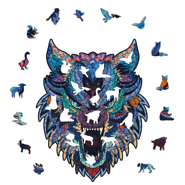 2021 Promotion High Quality Evil Wolf Wooden Puzzle For Boys And Girls Game Toys With Strong Packing In The Factory Direct Price