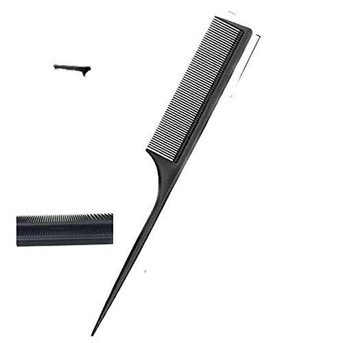 Hot Selling Black Barber Styling Comb Custom Logo Plastic Rattail Hair Comb with DDPA PC Handle for Salon Use and lice comb