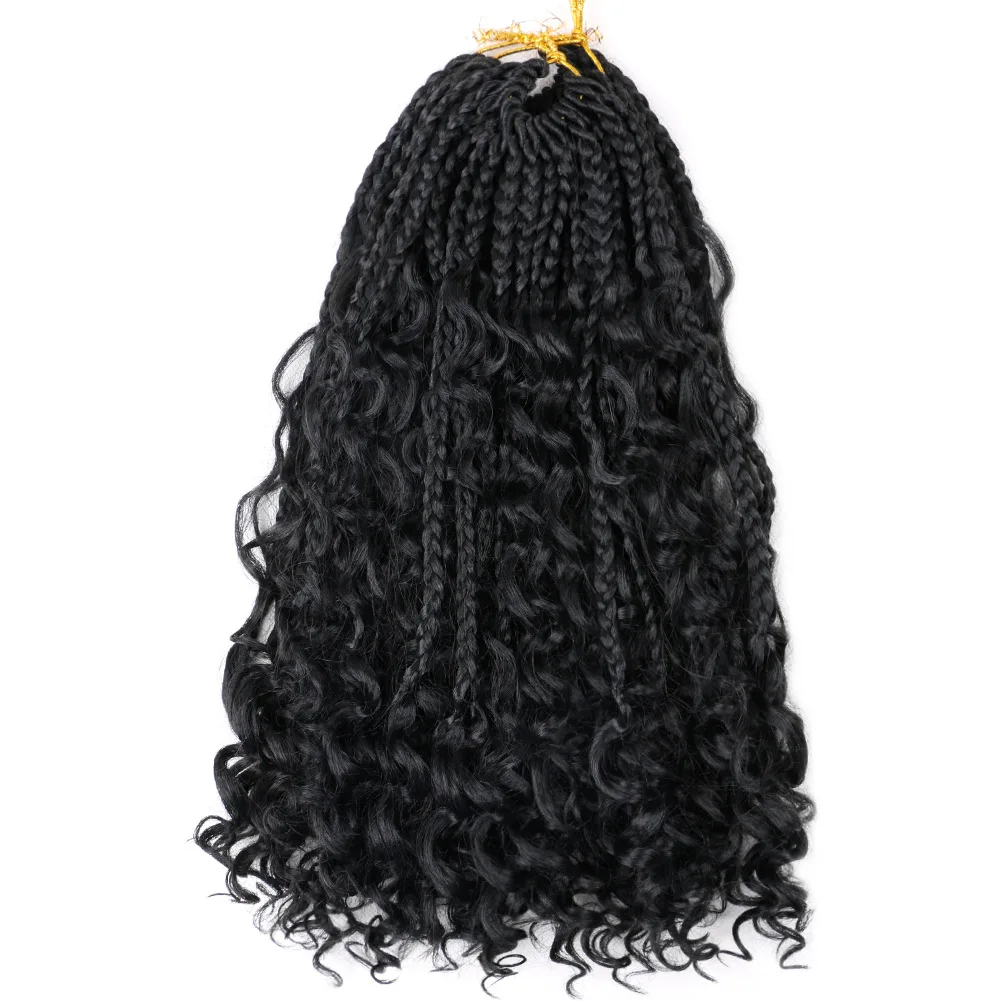 Goddess Box Braids Crochet Hair With Curly Ends, Afro Curly Twist Wigs Synthetic Braiding Hair Extension for Black Women.