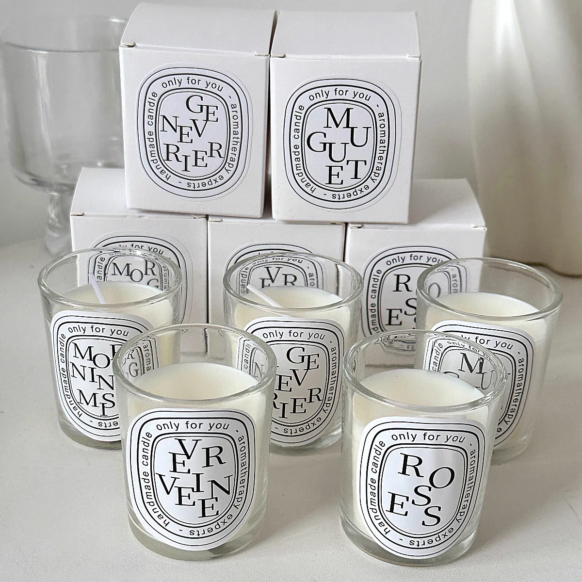 Big Size Wood Lid Matte Glossy Glass Aromatic Mini Big Large Tin Glass Soy Wax Scented Candles  Gift Set With Lid And Boxes Pack