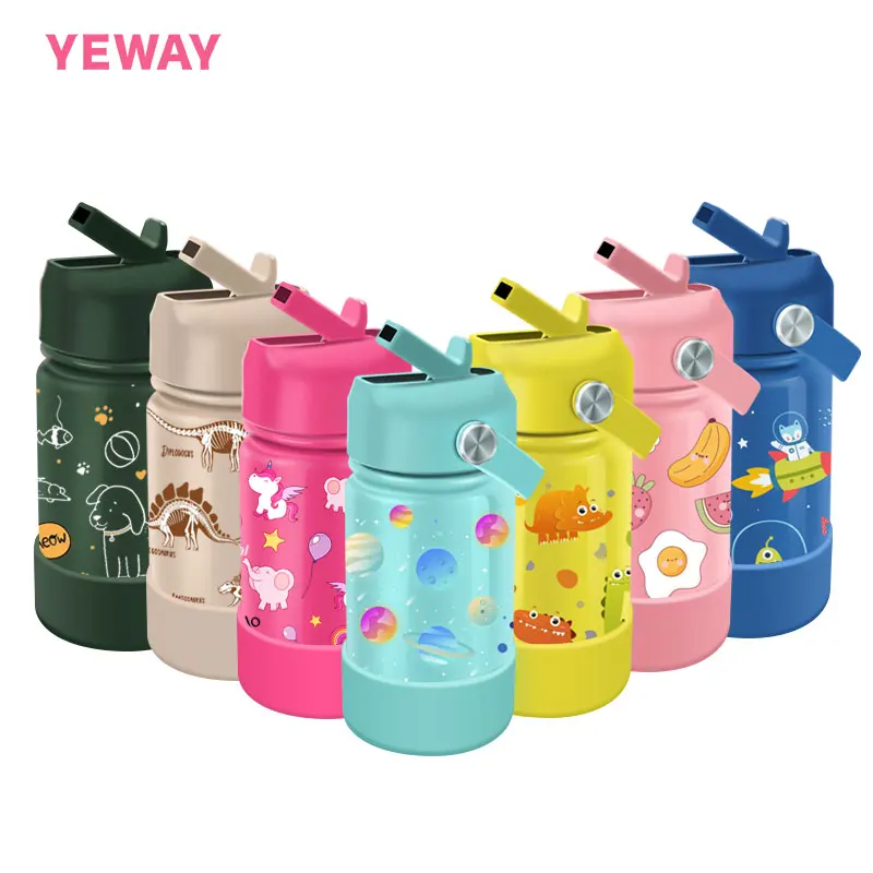 Custom Kids Insulated Water Bottle 12oz double wall Stainless Steel Eco Friendly kids Water Bottle With Straw kids water bottle