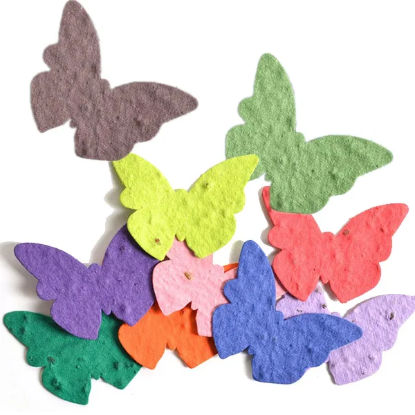 Eco- friendly 100% handmade colorful butterfly shape hanging tag seed paper