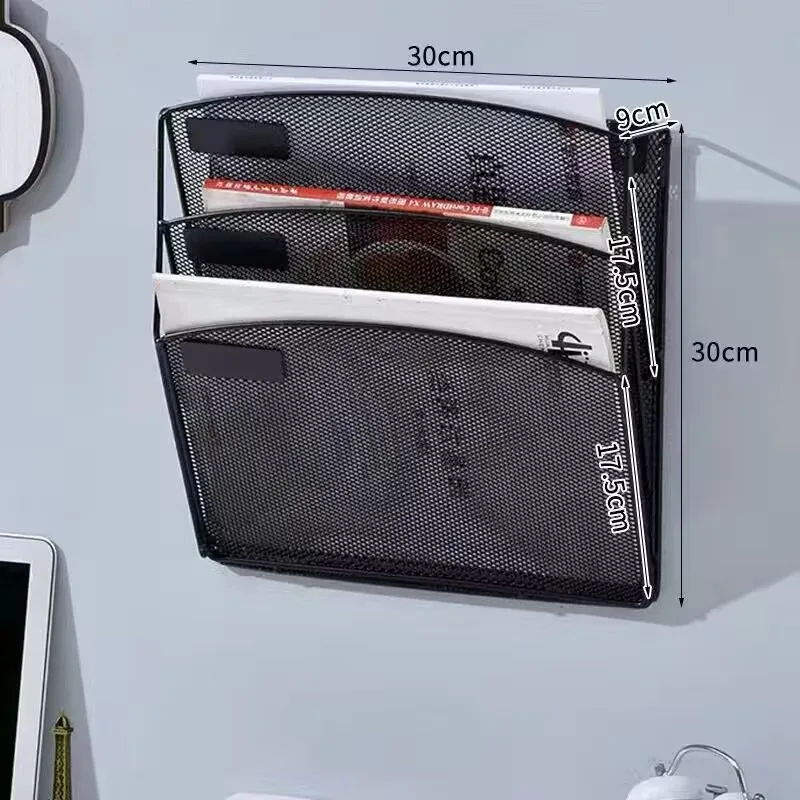Mutil-function Hanging Wall Mount Mounted Office School Metal Mesh Magazine File Organizer