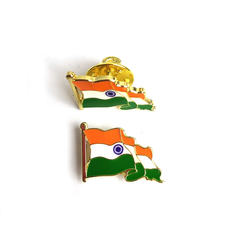 India waving flag lapel pin, good quality enamel epoxy mens suits brooch pin